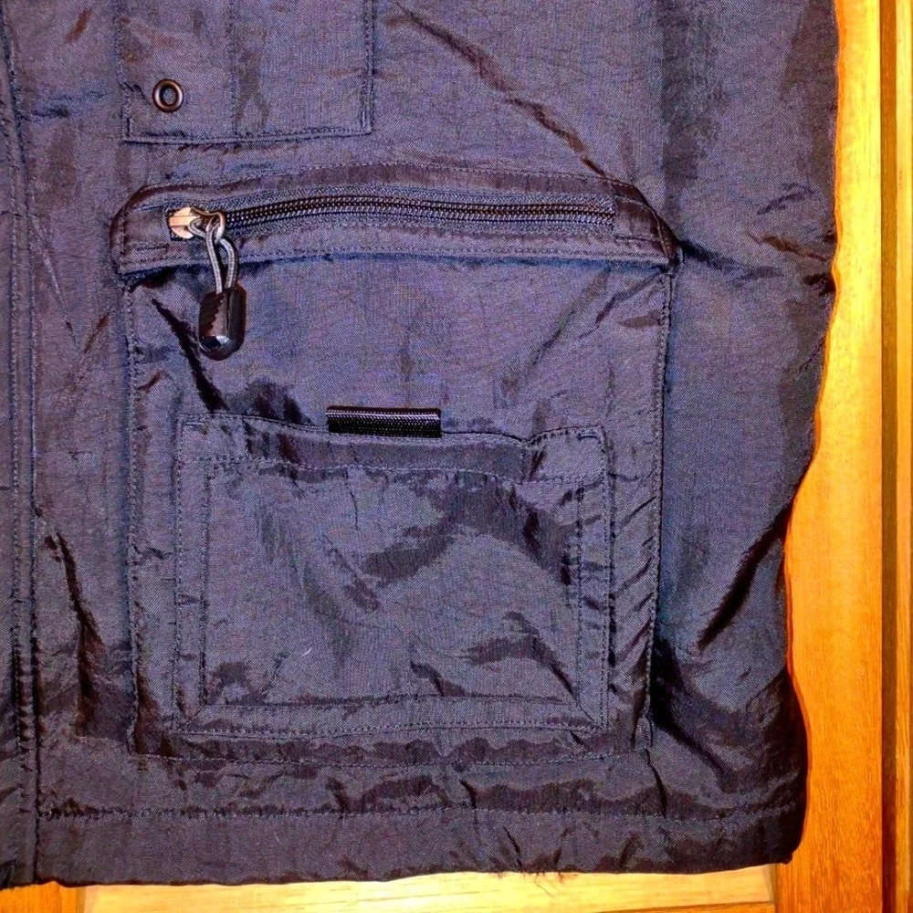 90s‎ Vintage Gap Vest Mens XL Black Utility Multi Pocket Fleece Lined Gorpcore